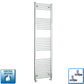 With Straight Valve 450mm Wide 1800mm High Flat Chrome Heated Towel Radiator