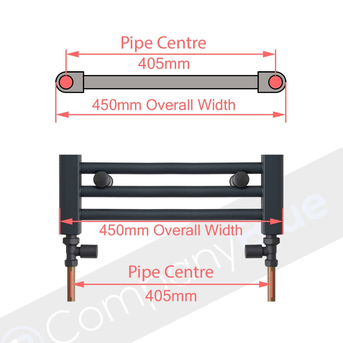 450mm Wide 800mm High Flat Chrome Heated Towel Rail Radiator