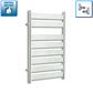 With Angled Valve 500 W x 800 H Heated Flat Panel Design Towel Rail Chrome