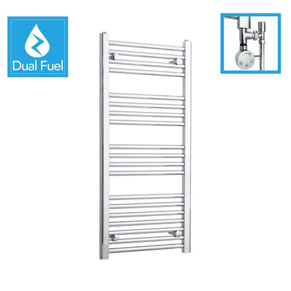 500 x 1000 Chrome Dual Fuel Flat Heated Towel Rail