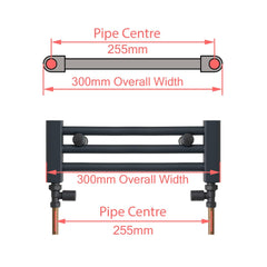 500 x  1000 Dual Fuel Flat Black Heated Towel Rail