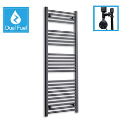 500 x 1400 Dual Fuel Flat Black Heated Towel Rail