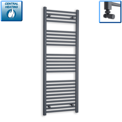 With Angled Valve 500 x 1400 Flat Anthracite Sand Grey Heated Towel Rail