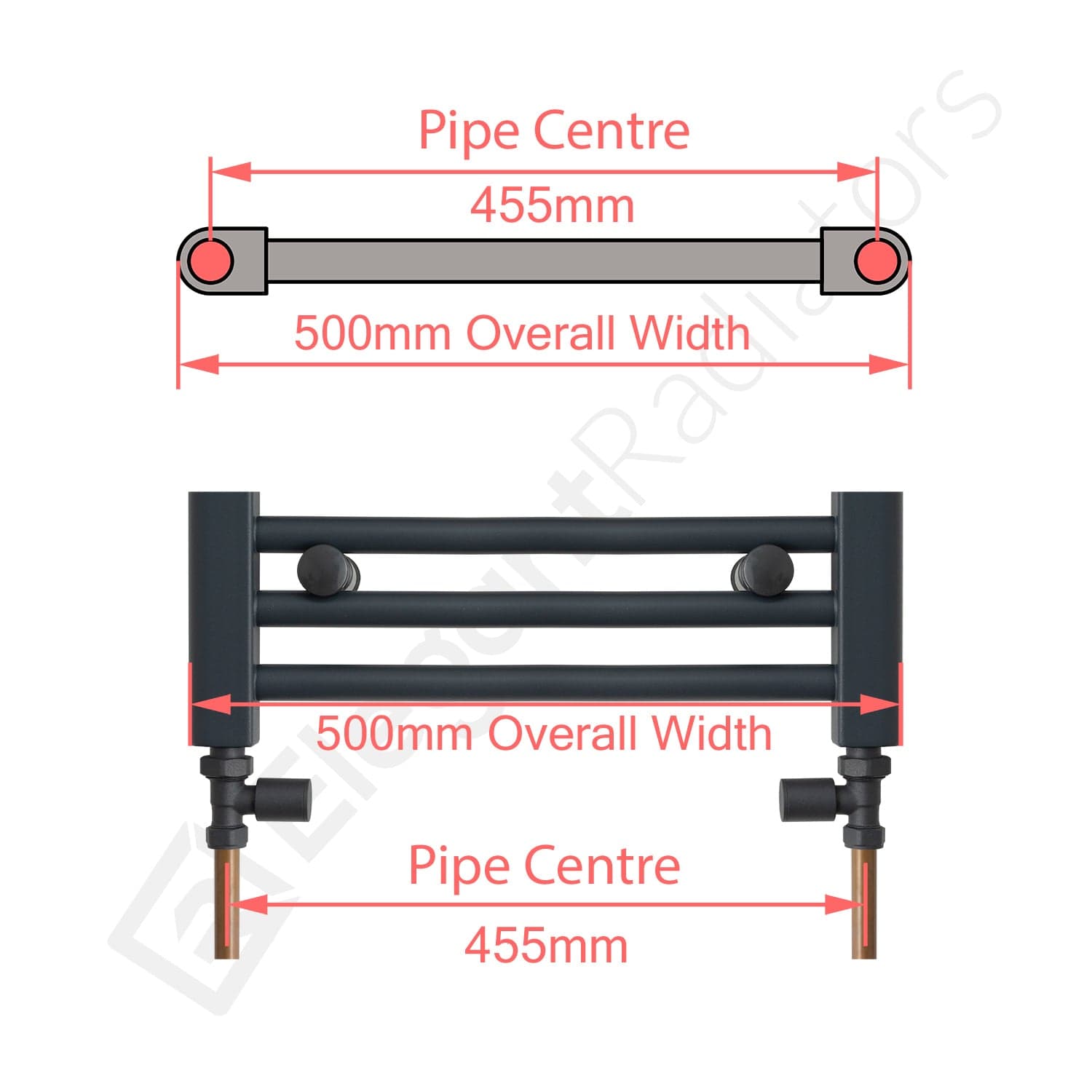 500 x 1600 Chrome Dual Fuel Flat Heated Towel Rail
