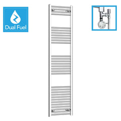 500 x 1800 Chrome Dual Fuel Flat Heated Towel Rail