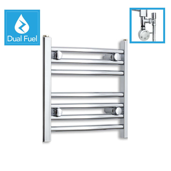 500 x 400 Chrome Dual Fuel Flat Heated Towel Rail