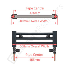 500 x 400 Chrome Dual Fuel Flat Heated Towel Rail