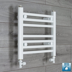 With Straight Valve 500 x 400mm High Flat White Heated Towel Rail Radiator HTR