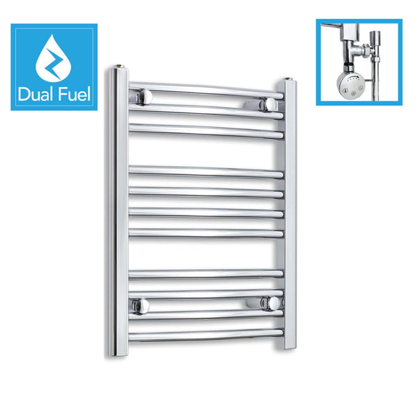 500 x 600 Chrome Dual Fuel Flat Heated Towel Rail