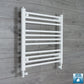 With Straight Valve 500 x 600mm High Flat White Heated Towel Rail Radiator HTR