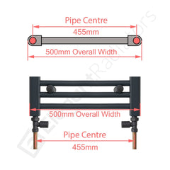 500 x 800 Chrome Dual Fuel Flat Heated Towel Rail
