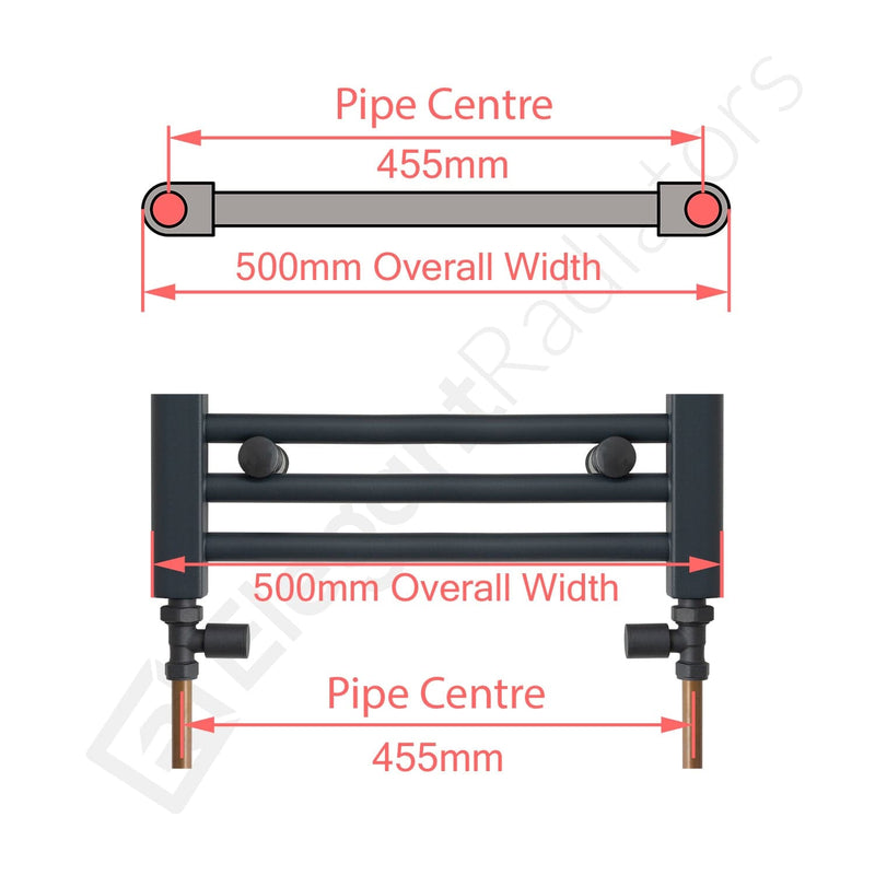 500 x 800 Chrome Dual Fuel Flat Heated Towel Rail