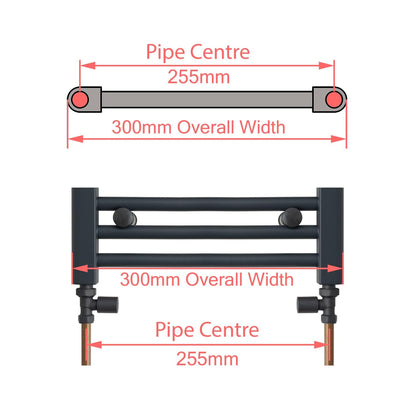 500 x 800 Dual Fuel Flat Black Heated Towel Rail