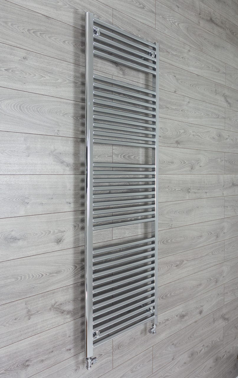 With Straight Valve 500mm Wide 1744mm High 25mm Tubes Straight Chrome Towel Rail