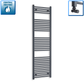 With Angled Valve 500mm Wide 1800mm High Flat Anthracite Heated Towel Radiator