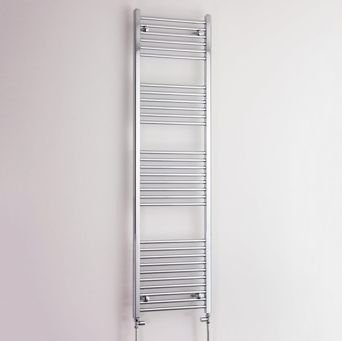 With Straight Valve 500mm Wide 1800mm High Flat Chrome Heated Towel Rail HTR