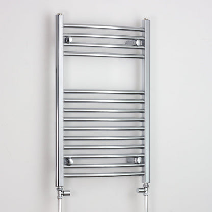 500mm Wide 800mm High Curved Chrome Heated Towel Rail