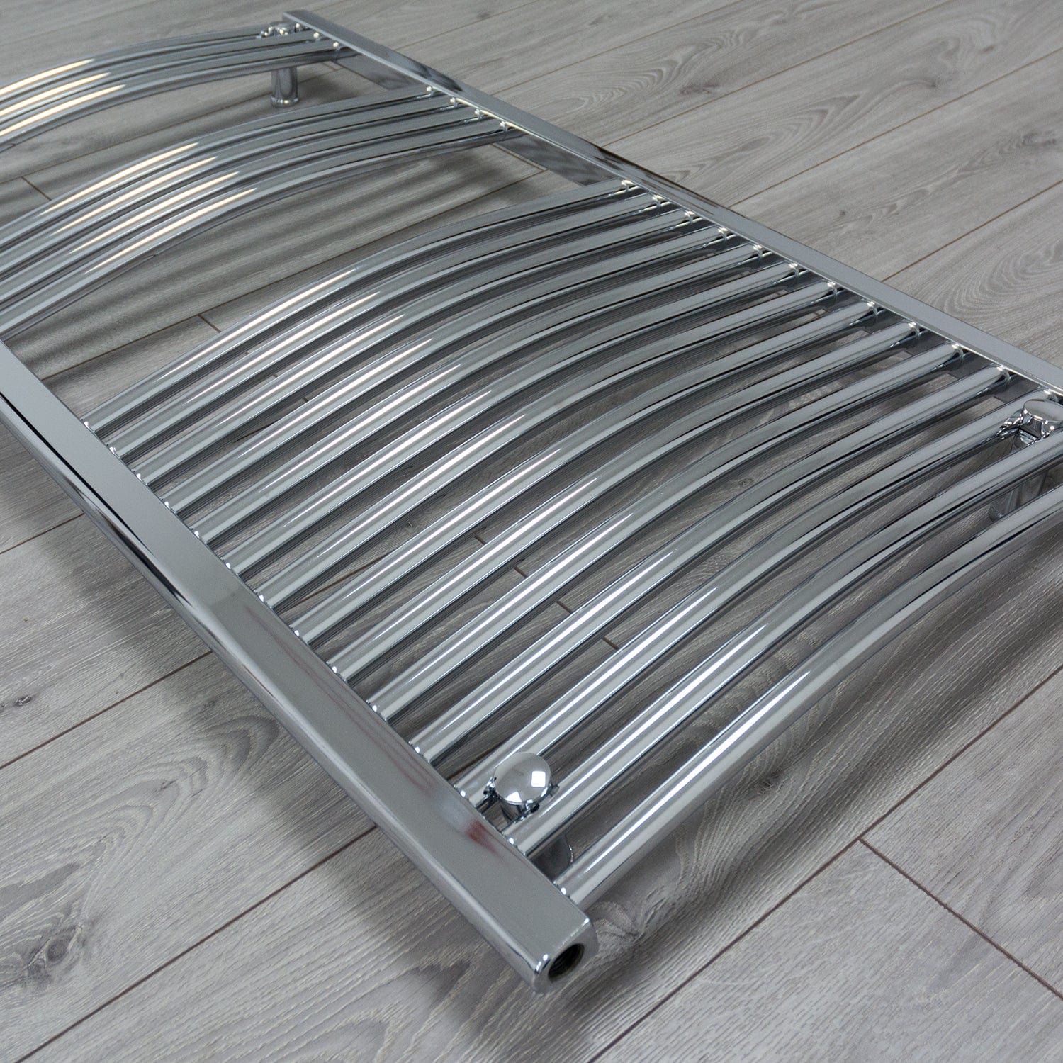 500mm Wide 800mm High Curved Chrome Heated Towel Rail