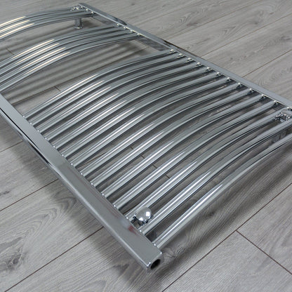 500mm Wide 800mm High Curved Chrome Heated Towel Rail