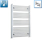 With Angled Valves 550mm Wide 1000mm High Flat Chrome Heated Towel Radiator