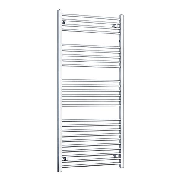 Without Valves 600 mm Wide x 1400 mm High Flat Chrome Towel Rail Radiator