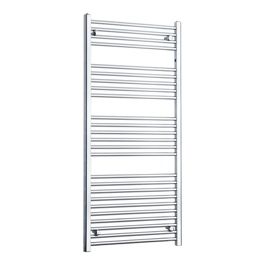 Without Valves 600 mm Wide x 1400 mm High Flat Chrome Towel Rail Radiator
