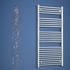 600 mm Wide x 1400 mm High Flat Chrome Towel Rail Radiator