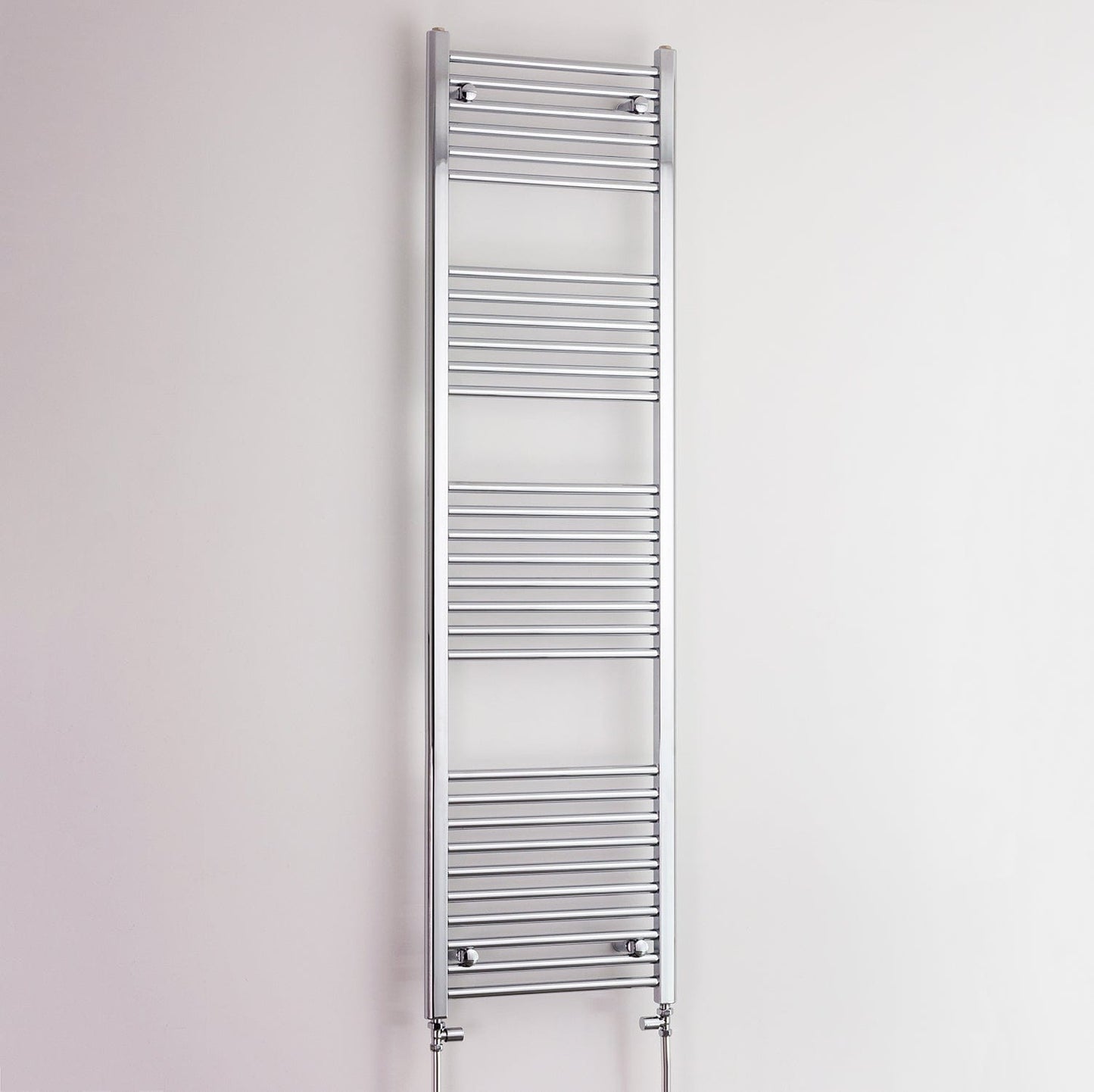 With Straight Valve 600 Width x 1800 Height Curved Chrome Heated Towel Rail HTR