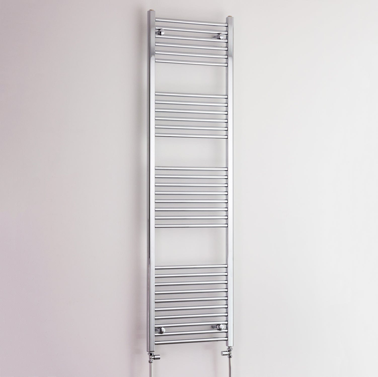 With Straight Valve 600 Width x 1800 Height Curved Chrome Heated Towel Rail HTR