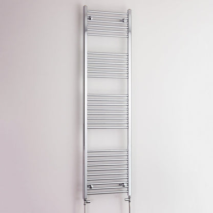 With Straight Valve 600 Width x 1800 Height Curved Chrome Heated Towel Rail HTR