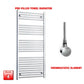 Single Heat Element + Booster Timer 600 x 1400 Flat Chrome Pre-Filled Electric Heated Towel Rail