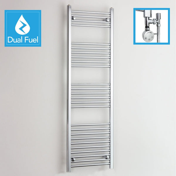 600 x 1600 Chrome Dual Fuel Flat Heated Towel Rail