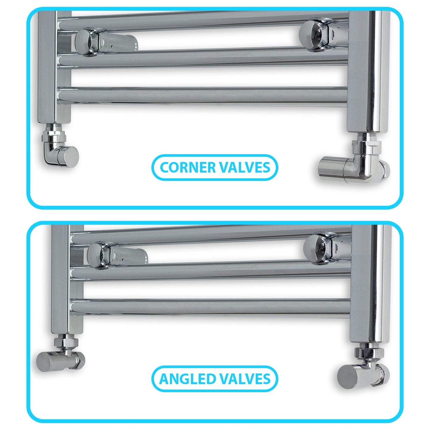 600 x 1600 Chrome Dual Fuel Flat Heated Towel Rail