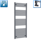 With Angled Valve 600 x 1600 Flat Anthracite Sand Grey Heated Towel Rail