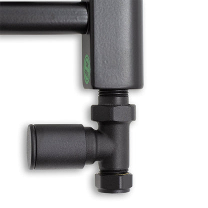 Matt Black Heated Towel Rail Dimensions - 1750mm Pipe Centre, 1800mm Overall Width