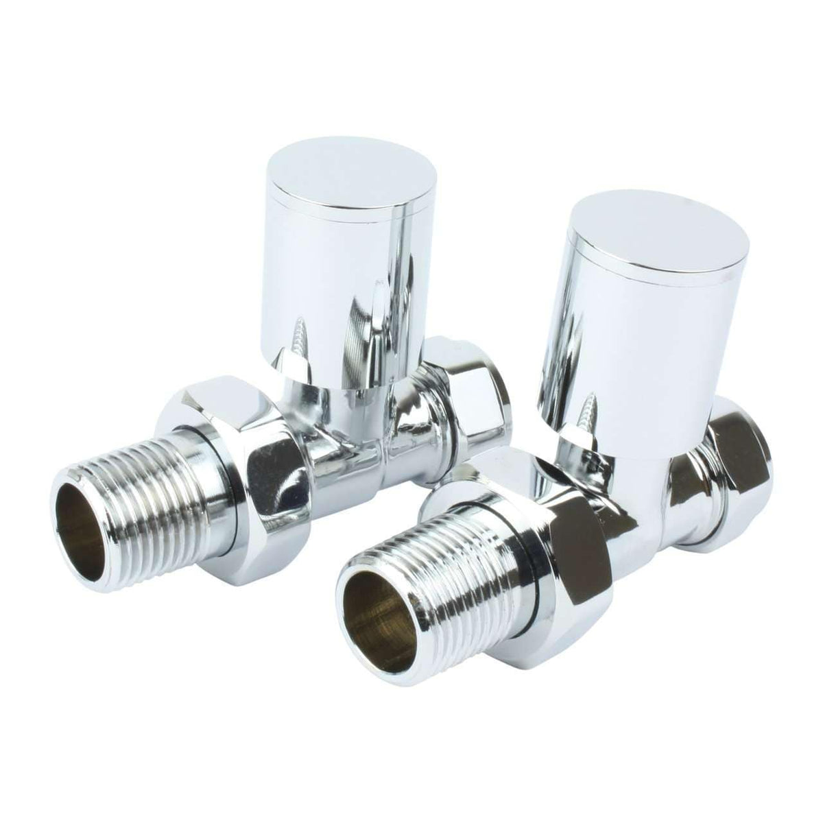 With Straight Valve 600mm Wide 600mm High Curved Chrome Heated Towel Rail HTR