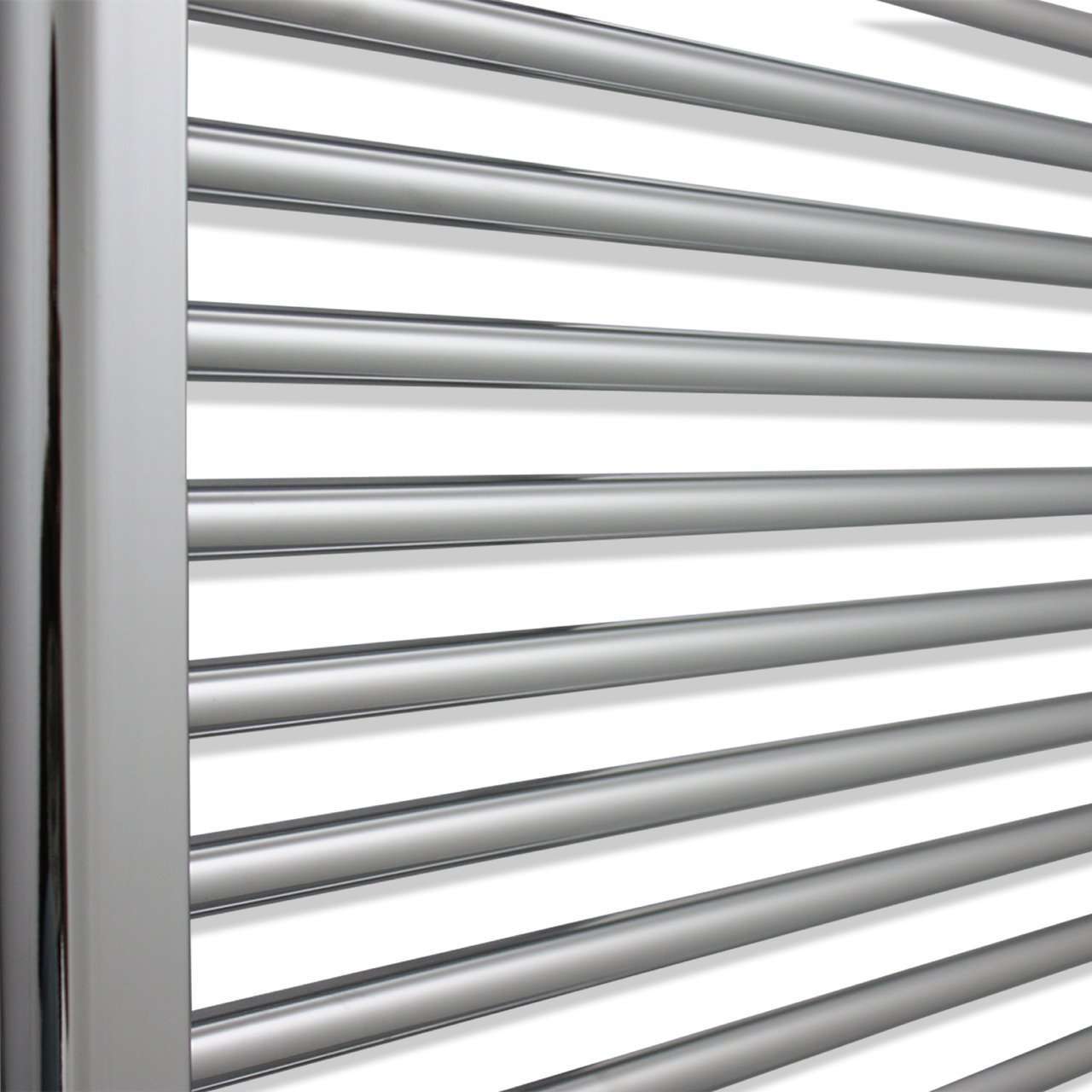 650mm Wide 1200mm High Flat Chrome Heated Towel Rail