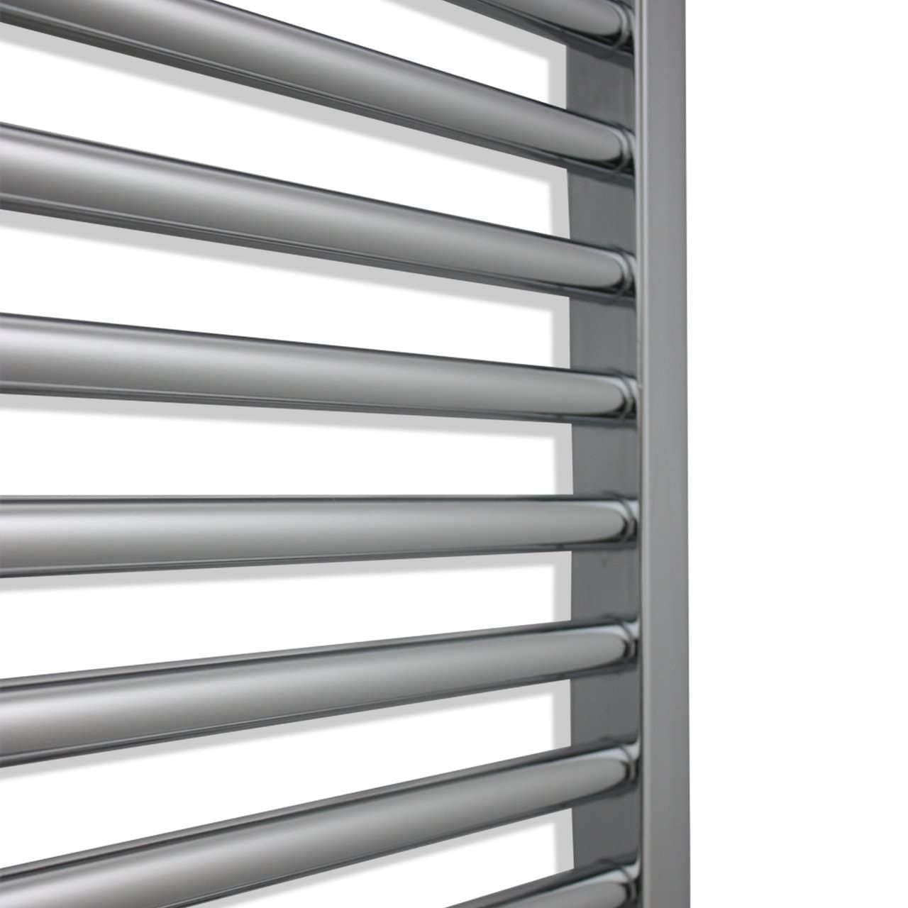 650mm Wide 1200mm High Flat Chrome Heated Towel Rail