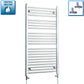 With Straight Valve 650mm Wide 1200mm High Flat Chrome Heated Towel Rail