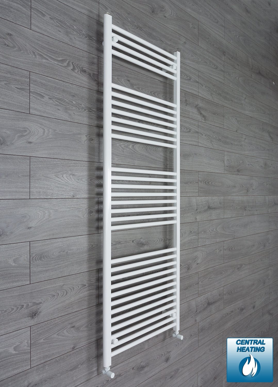 With Angled Valve 650mm Wide 1800mm High Flat White Heated Towel Rail Radiator