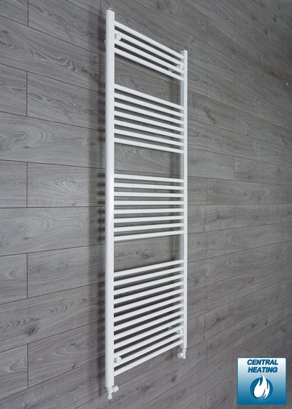 With Straight Valve 650mm Wide 1800mm High Flat White Heated Towel Rail Radiator
