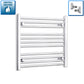 With Angled Valve 650mm Wide 600mm High Flat Chrome Heated Towel Rail Radiator