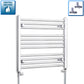 With Straight Valve 650mm Wide 600mm High Flat Chrome Heated Towel Rail Radiator
