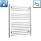 With Angled Valve 650mm Wide 800mm High Flat Chrome Heated Towel Rail Radiator