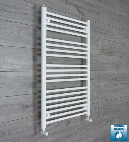 With Angled Valve 700 W x 1000 H Flat White Heated Towel Rail Radiator HTR