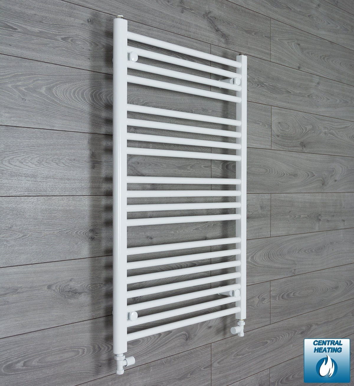 With Straight Valve 700 W x 1000 H Flat White Heated Towel Rail Radiator HTR