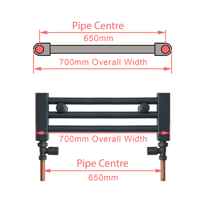 700 x 1000  Chrome Dual Fuel Flat Heated Towel Rail