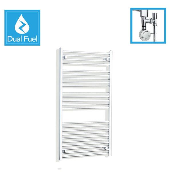 700 x 1300 Chrome Dual Fuel Flat Heated Towel Rail