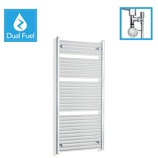 700 x 1500 Chrome Dual Fuel Flat Heated Towel Rail