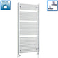With Straight Valve 700mm Wide 1500mm High Flat Chrome Heated Towel Rail HTR